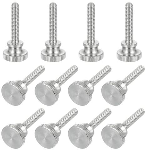sourcing map Lot de 12 vis moletées M4 x 20 mm, vis moletées à tête diamant en acier inoxydable 304, boulons à tête moletée métriques avec boutons de préhension à l'épaule, attaches filetées serrées à