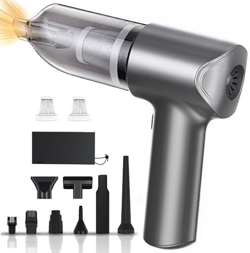 Handstaubsauger, 22000Pa Mini Akku Staubsauger Kabellos 4-in-1 Autostaubsauger mit 8 Aufsätzen, 6000mAh Akku & waschbarem HEPA-Filter, für Auto, Küche, Büro, Haus, Tierhaare, Sofa, Tastaturen