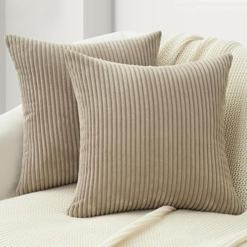 Topfinel Kissenbezug 35x35 Kordsamt 2er Set Dekokissen Zierkissenbezüge Deko für Sofakissen Sofakissen