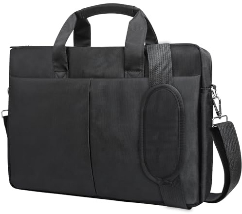 Cozary Maletín Portátil de 15, 15,6 y 16 Pulgadas, Funda Portatil Impermeable, Bolso Portátil con Correa Ajustable, Laptop Bandolera Bolso Ordenador Mensajero para Negocios, Viajes y Trabajo, Negro