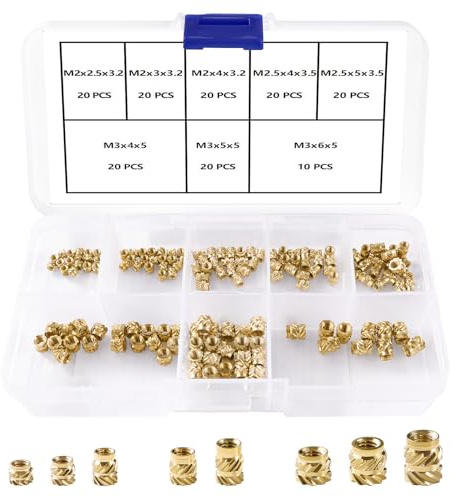 YIXISI 150 Stücke M2 M2.5 M3 Messing Gewindeeinsätze, Gerändeltes Einbettung Muttern, Einschmelzgewinde, für 3D Druck Kunststoffteile