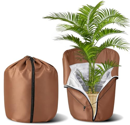 Wzczf 2 Stück Topfschutz Pflanzen Winter, 40x40cm Winterschutz Pflanzen Außen, Topfschutz Schutzbeutel für Freienpflanzen,Winterpflanzen Schutzbeutel mit Zugband, Winterschutz für Frostschutz