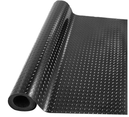 Tapis de sol de garage robuste, 2 mm d'épaisseur, revêtement de sol antidérapant pour garage, entrepôt, sous-sol et remorque – Noir, 1 x 1 m