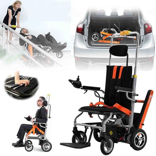 Silla de ruedas eléctrica + silla de ruedas para escaleras (2 en 1 extraíble) - Joystick de 360°, transporte para subir y bajar escaleras - Solución de movilidad práctica para resistencia de 25 km,