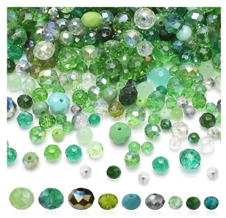 HMCEY Lot de 800 Perles en Cristal à Facettes 4/6/8 mm,Artisanat Perle Verre pour Bracelet,Perle pour Bijoux avec Cordon élastique,Rocaille Perles Et Assortiments,Glass Beads for Jewelry Making