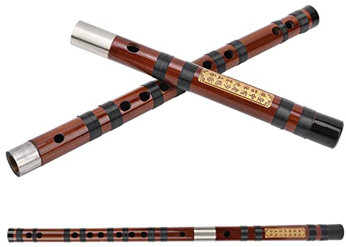 POENVFPO Flauta Profesional de bambú con Llave F, Kit de Instrumentos de Viento Tradicional, Diseño de Dos Secciones con Conector de Cuproníquel, Incluye Caja de Almacenamiento y Accesorios para