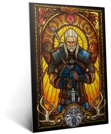 Displate The Witcher 3 - Poster in metallo smaltato Geralt, decorazione da parete in metallo, 32 cm x 45 cm