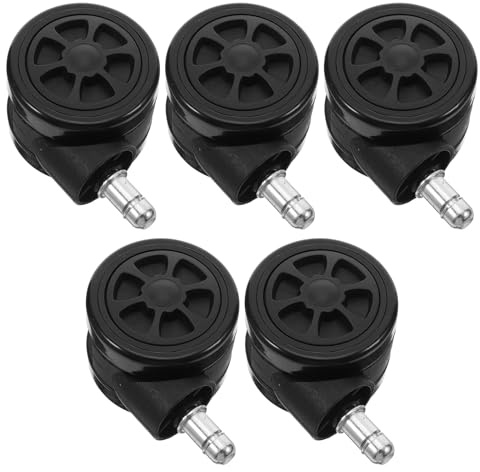 SOIMISS 5 pièces Lot de Roulettes Pivotantes pour Chaise de Bureau Roues Robustes Silencieuses Montage Facile Compatibles Sols Durs et Tapis Capacité Renforcée pour Charge Lourde
