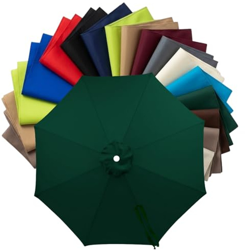 Replacement Parasol Canopy 2m to 4m, Waterproof Polyester Patio Umbrella Replacement Cloth for 6/8 Arms, Sunshade Garden Parasol Fabric Cover, UV Protection(Dark Green,2.8m (9.2FT) - 6 Ribs)