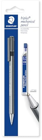 STAEDTLER 77427BK25D Triplus Micro Triangular Mechanical Pencil, 0.7mm (Blistercard of 1 + 12 HB Lead Refills)