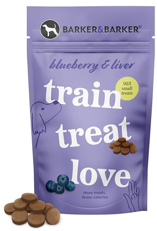 Barker and Barker Grain Free Dog Training Treats - 925 Small Blueberry & Liver Treats - Low Calorie, High in Protein, Vitamin C, B6, & E - 100% Human-Grade Ingredients for Puppies & Small Breed Dogs