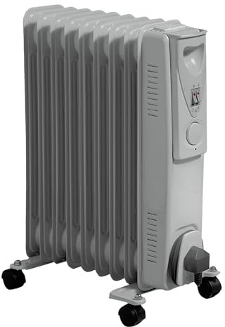 Daewoo Oil Filled 2000W Portable Radiator with Thermostat and Temperature Control - Ideal for Home, Garage or Office Use - White