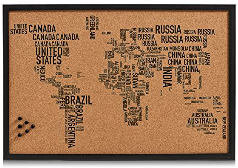 Zeller 11570 Pinbord World Letters, Kork, schwarz, 60 x 40 x 2 cm