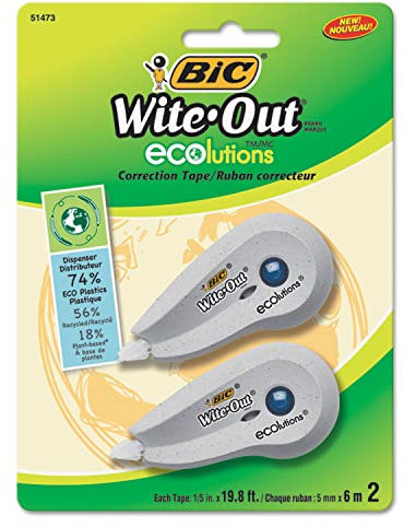 Bic Wite-Out Ecolutions Mini-Korrekturband, Weiß, 2 Stück