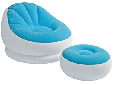 Intex Aufblasmöbel Loungen Sessel Cafe Chaise Chair, Mehrfarbig, 104 x 109 x 71 cm / Ø 64 x 28 cm(Sortierte Farbe)