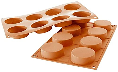 silikomart | SF028 Silikonform für Monoportionen CILINDRO, Antihaftbeschichtung, 8 Zylinder, Packung mit 1 Form für Süßigkeiten, ø 60 h 35 mm, Made in Italy | Backform, antihaftbeschichtet, Durchmesser 60 mm, Höhe 35 mm, 8 Zylinder, hergestellt in Italien, 1 Stück