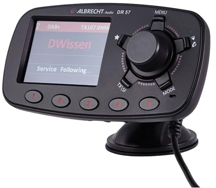 ALBRECHT 27257 Dr 57 Voiture Radio Dab + Adaptateur (DLS) avec kit Mains-Libres Bluetooth Noir