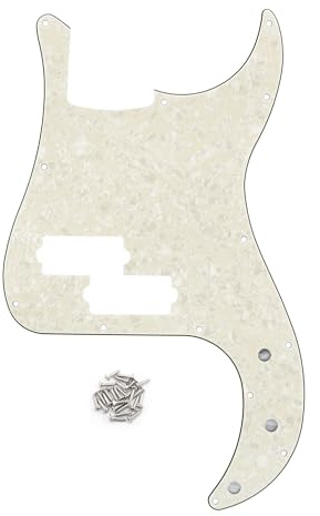 FLEOR 13-Hole Modern Style Standard Precision Bass Pickguard without Truss Rod Notch for 4 String PB Bass Model, Aged Pearl
