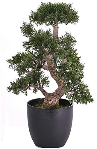 Künstlicher Bonsai Zeder im Topf. 127 Blätter. Höhe 38 cm.