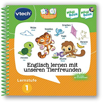 VTech 80-462004 MagiBook Lernstufe 1 - Englisch Lernen mit unseren Tierfreunden 3D, Lernbuchsystem, Mehrfarbig