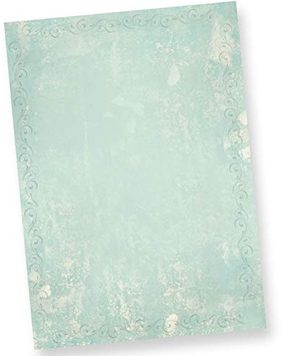 Briefpapier 250 Blatt Türkis Grün marmoriert DIN A4 | Vintage-Retro Beidseitig bedruckt 90 g/qm 297 x 210 mm erstklassiges Papier für schöne Briefe oder Einladungen