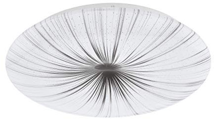 EGLO LED Deckenleuchte Nieves, Ø 41 cm, Kristalleffekt Deckenlampe aus Kunststoff und Metall, Wohnzimmerlampe in Weiß, Silber, Schlafzimmerlampe, LED Flurlampe Decke warmweiß