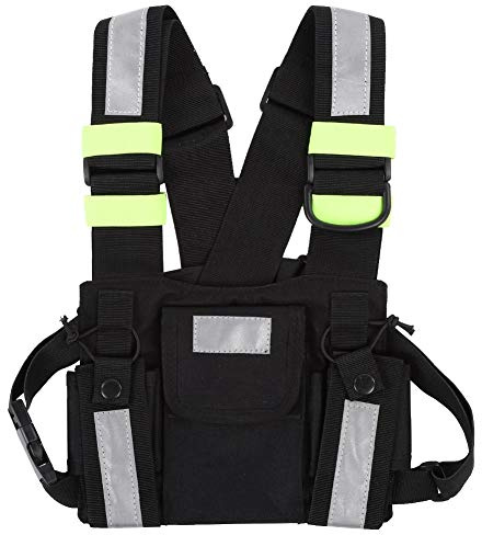 Socobeta Estuche para arnés de Pecho de Radio Amarillo Reflectante TYT Arnés de Radio Paquete Delantero Chaleco de Pecho Bolsa para walkie Talkie