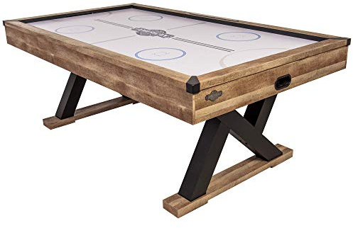American Legend Kirkwood 84” Air Powered Hockey Table with Rustic Wood Finish, K-Shaped Legs and Modern Design
