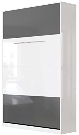 SMARTBett Schrankbett Standard 90x200 120x200 140x200 160x200 Bettschrank Wandbett Weiss Hochglanz/Anthrazit & Weiss Hochglanz 120 Vertikal