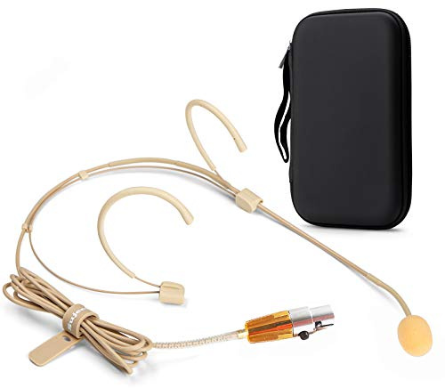 Sujeetec Headset Mikrofon Stirnband mic für AKG Samson kabellos Bodypack Transmitter Taschensender - Ideal für Vorträge, Theater, Podcasts Mit Robust Aufbewahrungsbehälter - Mini XLR TA3F Stecker