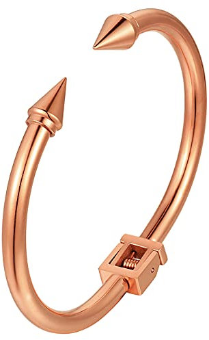Flongo Damenarmband Freundschaftsarmbänder Damen Armband Frauen Nieten Armreif BFF Ketten mit Offen-Verschluss Rose Gold Elegant für Frauen