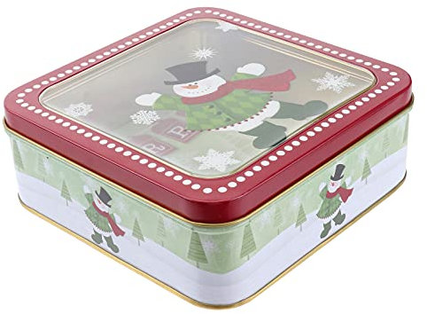 1 x quadratische Geschenkschachtel aus Weißblech, Weihnachtsdekoration, , Ornamente