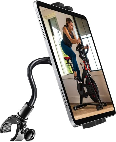 Oilcan Laufband Tablet Halter, Schwanenhals Lenker Handy Tablethalterungen für Fahrrad Spin Bike Crosstrainer Heimtrainer für iPad Pro Air Mini, iPhone, Samsung Tab, Lenovo, Huawei (4-12.9)