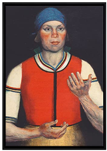 Pixxprint Kasimir Malewitsch - Arbeiterin Abstrakte Malerei Abst Leinwandbild 80x60 cm im Bilderahmen, Wandbild, Schattenfugenrahmen, Kein Poster