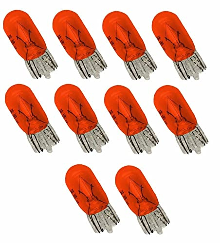 Recambo 10x Glühbirne Scheinwerferlampe Birne 5W 12V Abblendlicht Fernlicht Glühlampen | E - Prüfzeichen | Sockel T10 - Gelb