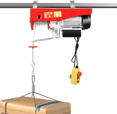 SHZICMY 1000Kg Elektrisch Seilwinde Motorwinde, 1600W Elektrische Seilhebezug Flaschenzug Hebezug, Elektrischer Kettenzug mit Kabel-Fernbedienung, 12 M Drahtseillänge