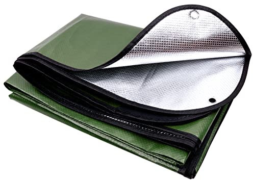 E EASTSTORM Robusta Coperta Termica Emergenza Riutilizzabile, 150 * 210 cm Termico Telo Impermeabile, Telone di Tessuto Campeggio per Coprire, Salvataggio Protegge da Freddo, Pioggia