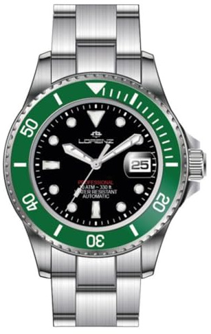 Lorenz Sport Ceramic 21065CC - Orologio sportivo da uomo - Orologio automatico in acciaio con ghiera in ceramica - Subacqueo fino a 100 metri