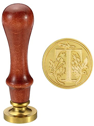 PATIKIL Alfabet T Wax Lacre Sigillstämpel, Initial Bokstav Försegling Vax Sigill Klassisk Retro Avtagbar Mässingshuvud Trähandtag Kuvertkort, Stil 2
