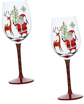 HOMSFOU Glas Weingläser 2 Stück Winterglas Rot Bruchsichere Weihnachtsgläser Kristallgläser Buntglasdekor Kristallgeschenke Weihnachtsbaumgläser Weihnachtskristallgläser Dekorieren