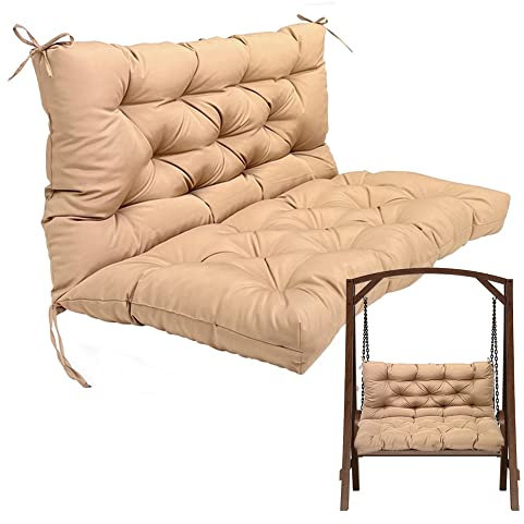 2- und 3-Sitzer-Bankkissen | Sitz und Rückenlehne | Wasserabweisender und feuerhemmender Stoff | für Chaise Swing Sofa Bank Indoor Outdoor Holzstuhl Palettenkissen Ersatz (Farbe: Khaki, Größ