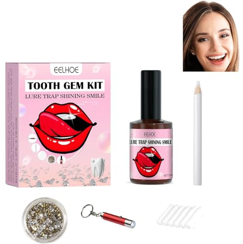 Orgrul Tooth Gem Kit, Tooth Crystal Set with Light & Glue, Crystal Jewelry Starter Set, Tooth Crystal Set with Curing Lamp and Glue, DIY Fashionable Tooth Crystal Kit