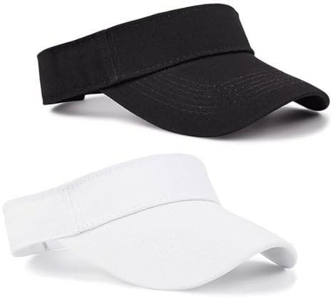 PSOWQ 2 Stück Visor Cap Damen Golf Cap Damen Tennis Cap Herren Kappe Damen Sonnenschild Damen Basecap Damen - Schwarz/Weiß