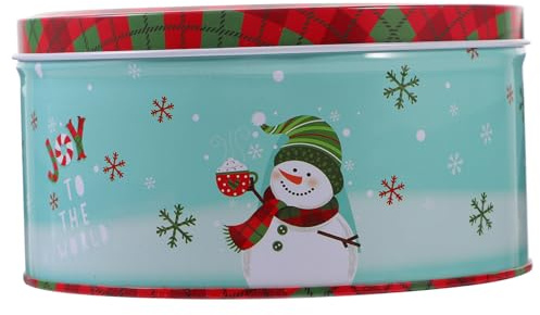 Zerodeko Christmas Cookie Tin Box Tinplate Candy Container for Biscuits Treats Small Xmas Favor Case