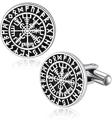 Bandmax Manschettenknöpfe Herren Edelstahl Manschettenknopf Cufflinks for Men Wikinger Manschettenknöpfe Hemd Shmuck für Hemd Hochzeit