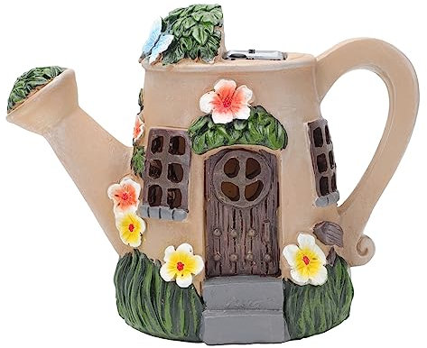 Yardwe Small Spray Bottle Solar Garden Decor Outdoor Watering Can Ornament Resin Craft Home Decor