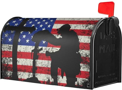 Identiy American Army Soldier Mailbox Covers Magnetic Standard Size,USA Veteran Magnetic Patriotic Mailbox Covers Mailbox Wraps Post Letter Box Cover for Holiday Outside Yard Decor 18x21