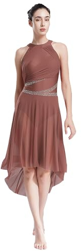 Yhong Vestido de ballet para mujer, disfraz de danza lírica, falda asimétrica, maillot de ballet, vestido moderno y contemporáneo