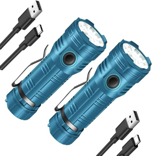 Linterna LED extremadamente brillante, recargable, 50.0000 lúmenes, 8 modos de iluminación, 8 x LED IPX68 resistente al agua, linterna táctica con batería de 5000 mAh, para emergencias al aire libre