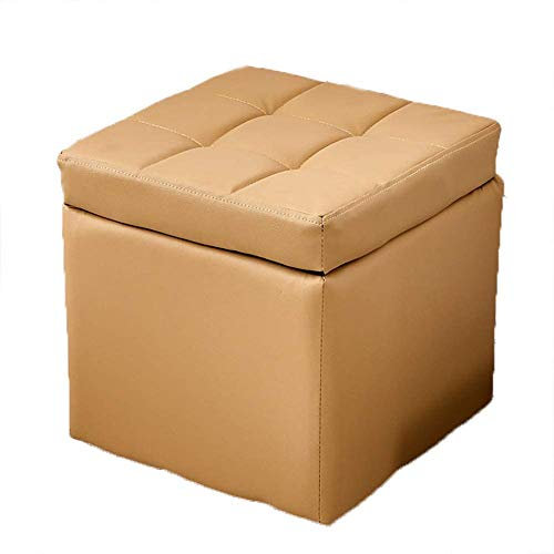 Generic Fußhocker, Ottoman Mit Aufbewahrungsbox Fußhocker Lagerung Leder Tragbarer Fußhocker/Braun/30 * 30 * 36Cm